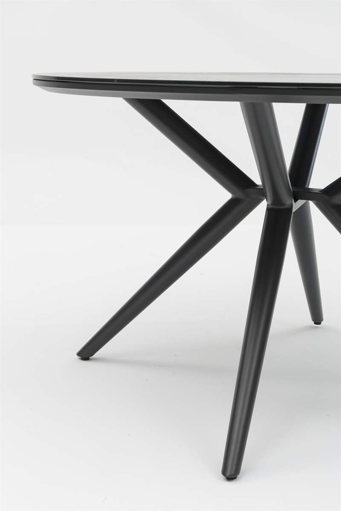 Mesa redonda Orick Diam.120cm Alu antracita cristal ceram. Gris antracita.