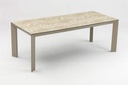 Mesa de comedor Orick 210*90cm. Alu taupe cristal ceram beige.