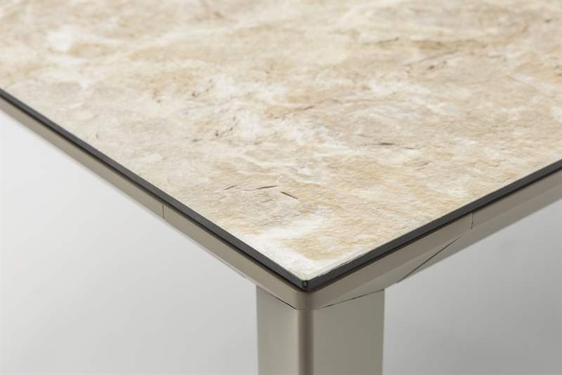 Mesa de comedor Orick 210*90cm. Alu taupe cristal ceram beige.
