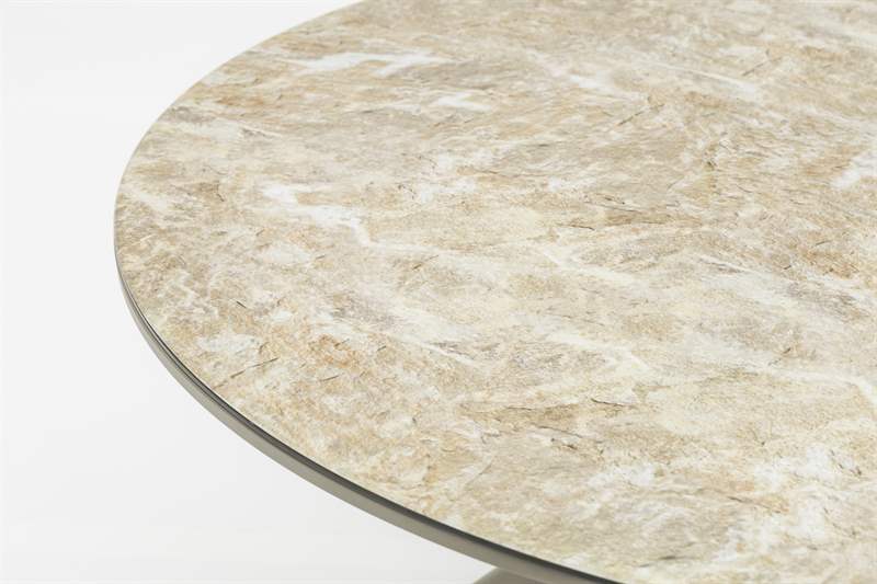 Mesa redonda Orick Diam.120cm Alu taupe cristal ceram Beige.