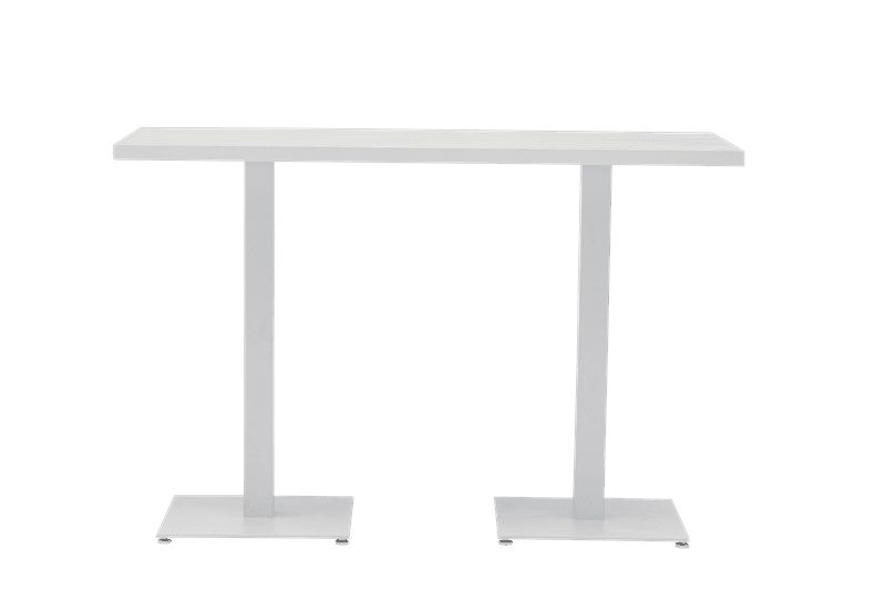 Mesa alta bar Orick 160x70cm aluminio blanco.