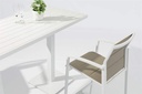 Mesa alta bar Orick 160x70cm aluminio blanco.