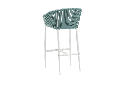 Sillon para barra de bar Ukiah Aluminio blanco. Cuerda aqua y cojin gris claro
