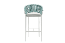 Sillon para barra de bar Ukiah Aluminio blanco. Cuerda aqua y cojin gris claro