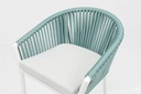 Sillon para barra de bar Ukiah Aluminio blanco. Cuerda aqua y cojin gris claro