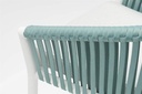 Sillon para barra de bar Ukiah Aluminio blanco. Cuerda aqua y cojin gris claro