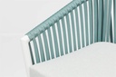 Sillon para barra de bar Ukiah Aluminio blanco. Cuerda aqua y cojin gris claro