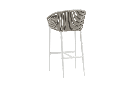 Sillon para barra de bar Ukiah Aluminio blanco. Cuerda greige cojin greige