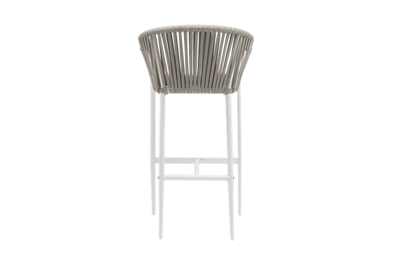 Sillon para barra de bar Ukiah Aluminio blanco. Cuerda greige cojin greige