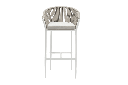 Sillon para barra de bar Ukiah Aluminio blanco. Cuerda greige cojin greige