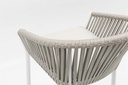 Sillon para barra de bar Ukiah Aluminio blanco. Cuerda greige cojin greige