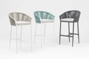 Sillon para barra de bar Ukiah Aluminio blanco. Cuerda greige cojin greige