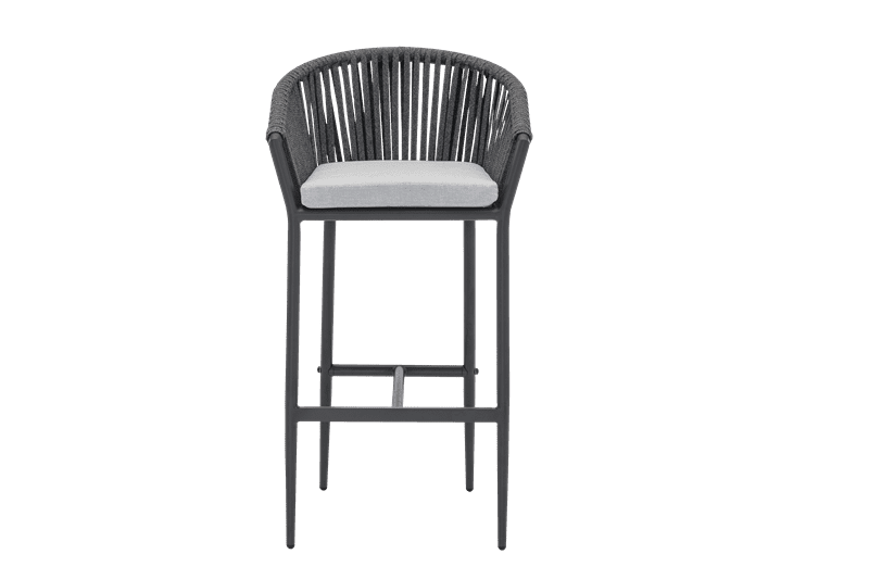 Sillon para barra de bar Ukiah Aluminio antracita. Cuerda antracita y cojin antracita