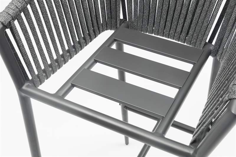 Sillon para barra de bar Ukiah Aluminio antracita. Cuerda antracita y cojin antracita