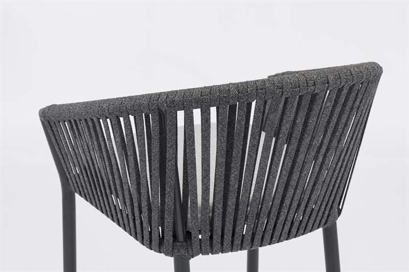 Sillon para barra de bar Ukiah Aluminio antracita. Cuerda antracita y cojin antracita