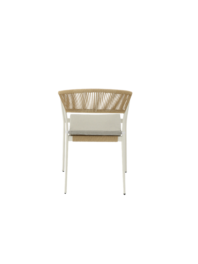 SILLA CON BRAZOS APPELTON ALUMINIO BLANCO  Y TRENZADO NATURAL