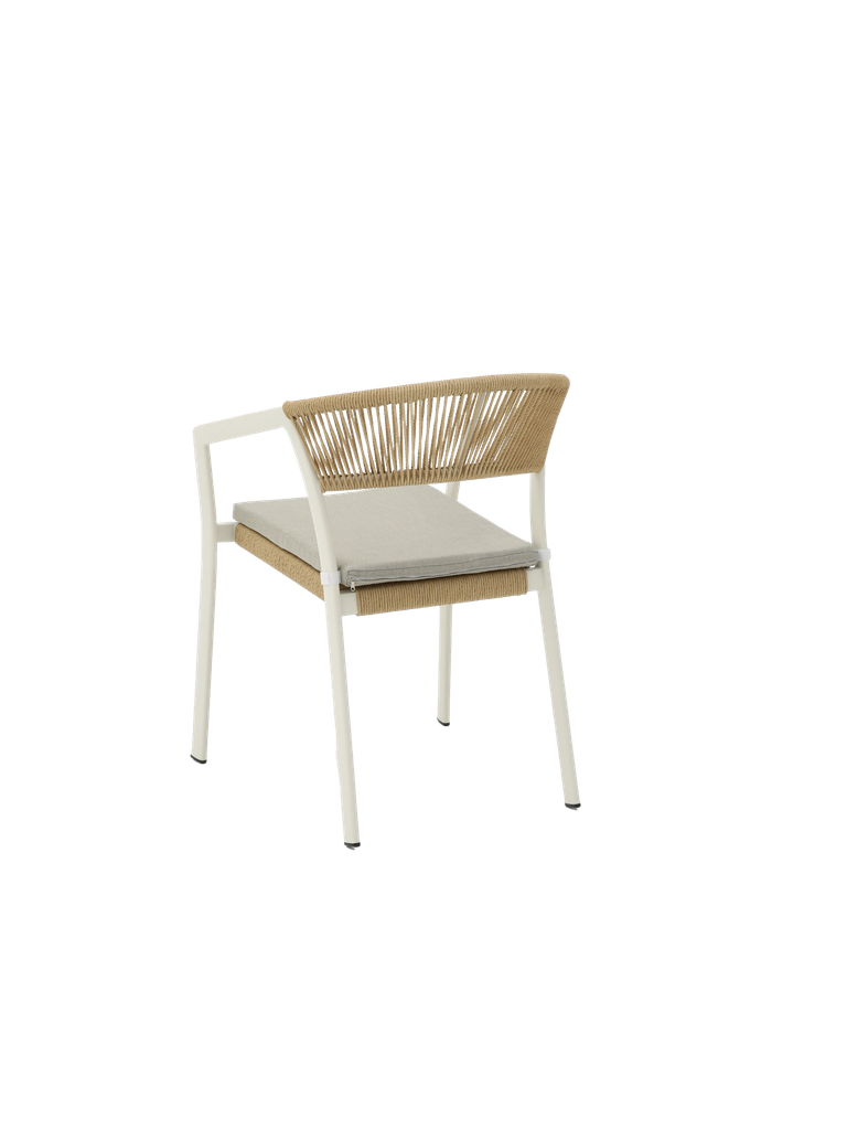 SILLA CON BRAZOS APPELTON ALUMINIO BLANCO  Y TRENZADO NATURAL