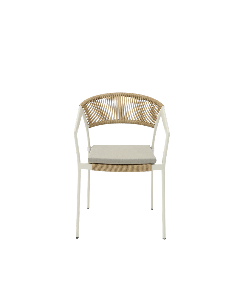 SILLA CON BRAZOS APPELTON ALUMINIO BLANCO  Y TRENZADO NATURAL