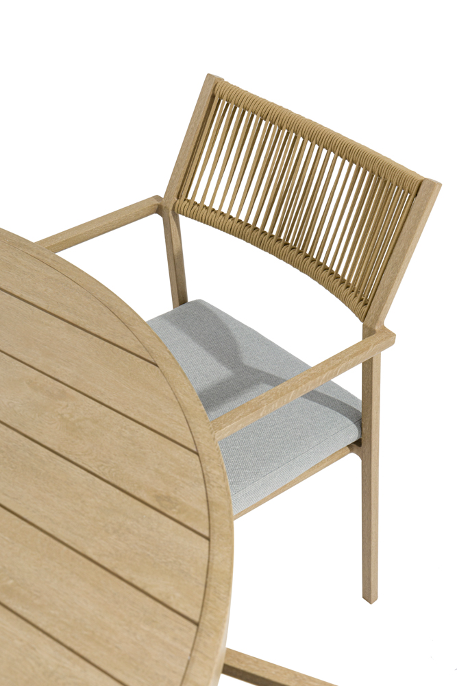 Mesa de comedor Harmony diam.150cm aluminio efecto madera