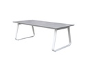 Mesa de comedor Babylon 220X100CM aluminio blanco y cristal gris medio.