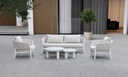 Sofá 1 plaza Attica aluminio blanco y textil gris claro