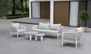 Sofá 1 plaza Attica aluminio blanco y textil gris claro