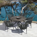 Mesa redonda Orick Ø 120 cm aluminio antracita cristal cerámico gris antracita.