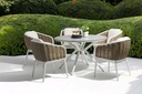 Mesa redonda Orick Ø 120 cm aluminio blanco cristal cerámico gris claro.