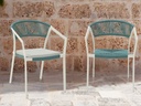 SILLA CON BRAZOS APPELTON ALUMINIO BLANCO  Y TRENZADO AQUA