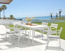 Mesa de comedor Boori 200x90 cm aluminio y top mesa porcelánico blanco