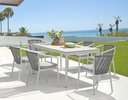 Mesa de comedor Boori 200x90 cm aluminio y top mesa porcelánico blanco