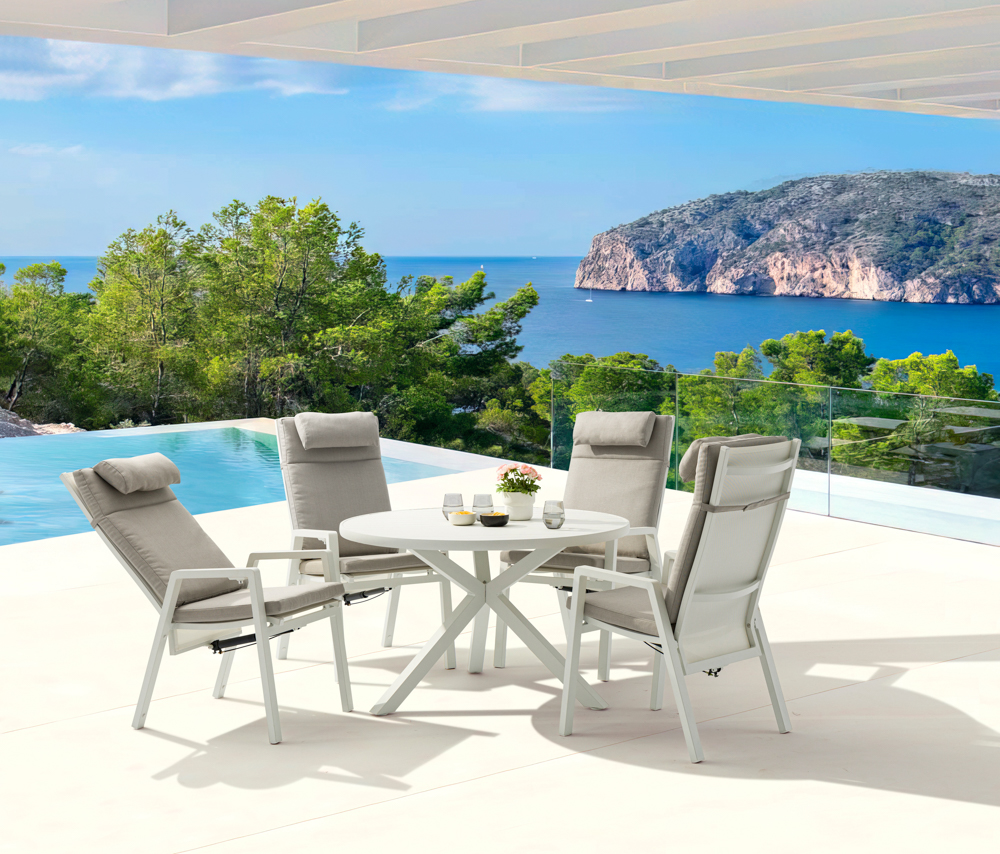Sillón de comedor Albury aluminio blanco