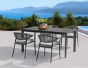 Mesa de comedor Boori 160x90 aluminio antracita top mesa porcelánico negro