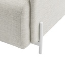 Sofá 1 plaza Corfu aluminio blanco y textil beige.