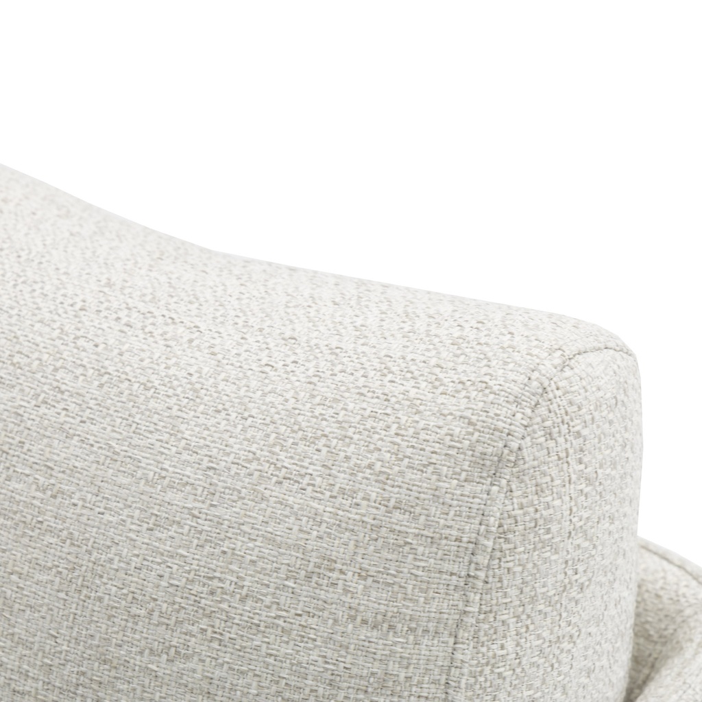 Sofá 1 plaza Corfu aluminio blanco y textil beige.