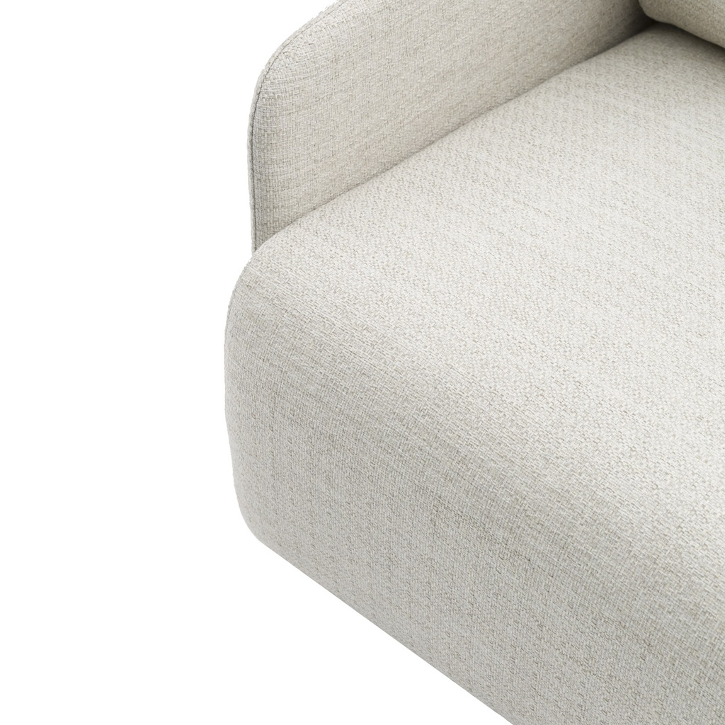 Sofá 1 plaza Corfu aluminio blanco y textil beige.