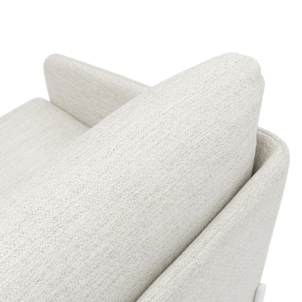 Sofá 3 plazas Corfu aluminio blanco y textil beige.