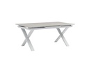 Mesa extensible Carson 100x180/240 cm aluminio blanco top mesa porcelánico gris