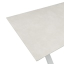 Mesa extensible Carson 100x180/240 cm aluminio blanco top mesa porcelánico gris
