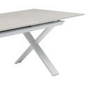 Mesa extensible Carson 100x180/240 cm aluminio blanco top mesa porcelánico gris