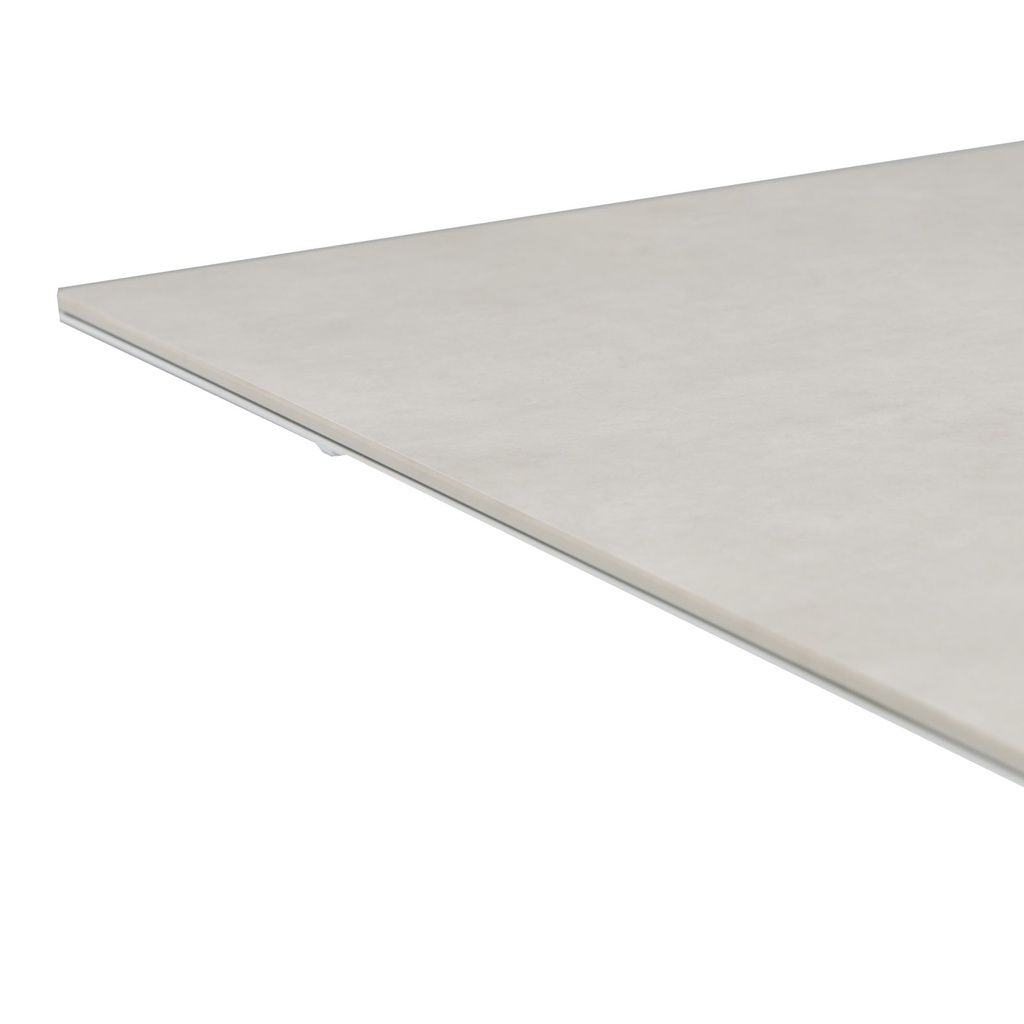 Mesa extensible Carson 100x180/240 cm aluminio blanco top mesa porcelánico gris