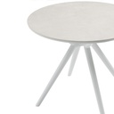 Mesa redonda Carson Ø 90cm aluminio blanco top mesa porcelánico gris.