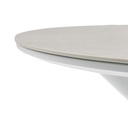 Mesa redonda Carson Ø 90cm aluminio blanco top mesa porcelánico gris.