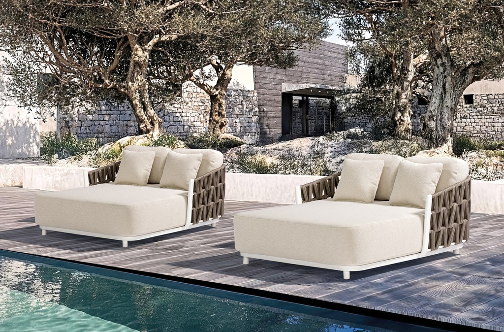 Daybed Carson aluminio blanco textil beige