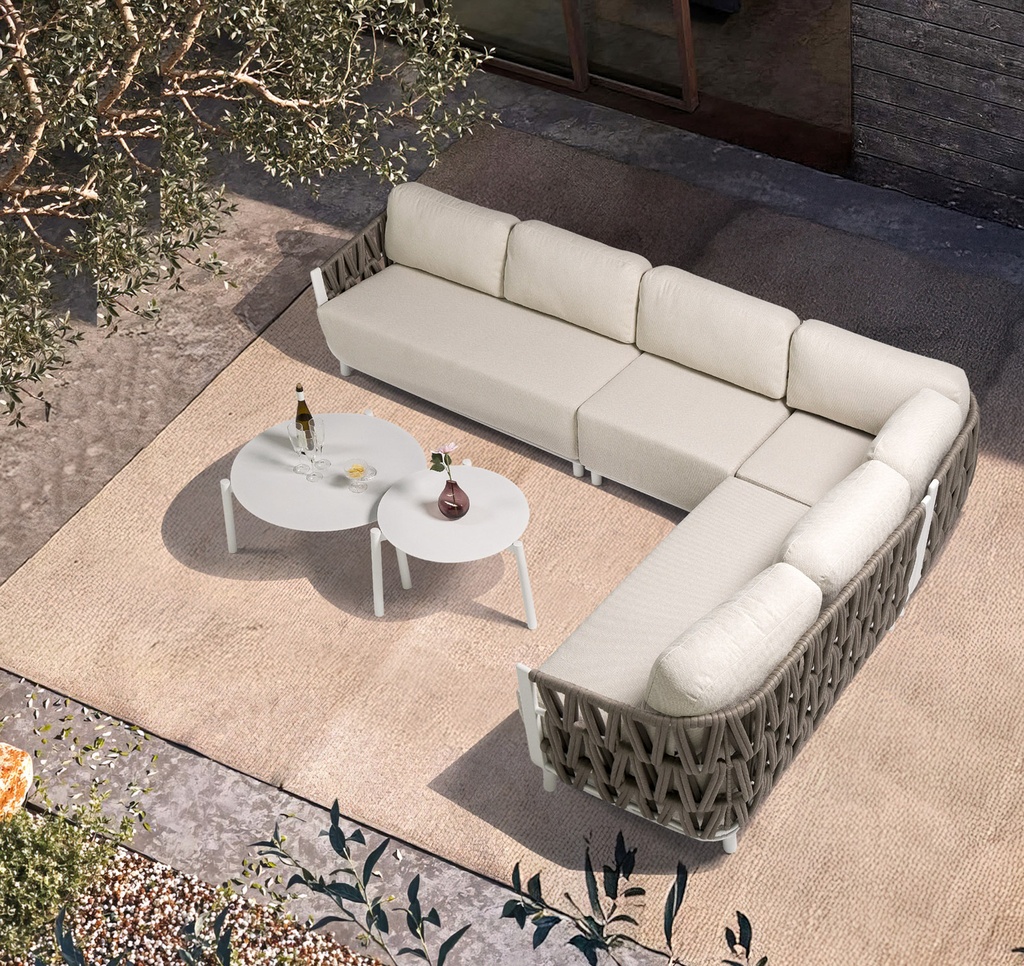 Set de mesas auxiliares Carson Ø 80 cm x 35 cm + Ø 60cm x 42 cm aluminio blanco