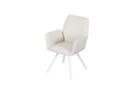 Silla de comedor giratoria Levin aluminio blanco textil beige