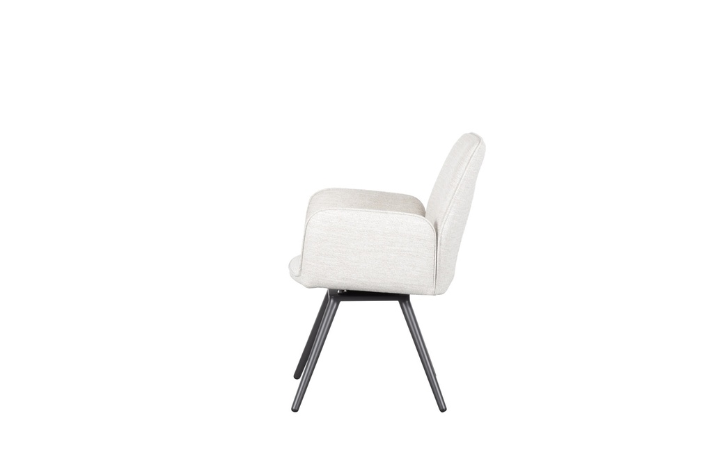 Silla de comedor giratoria Levin aluminio antracita textil beige.