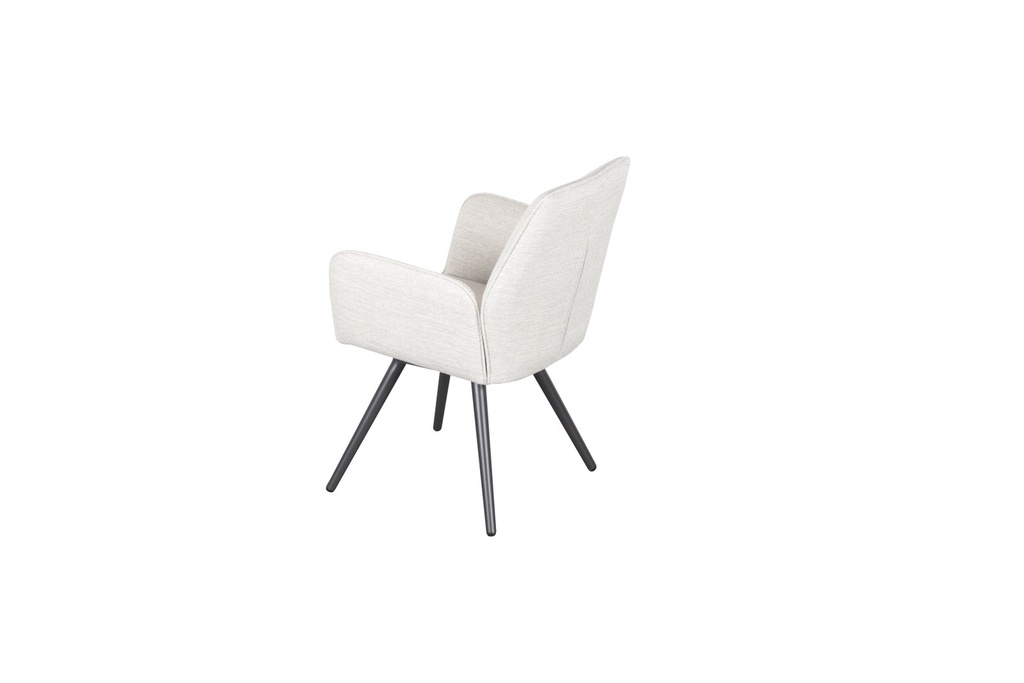 Silla de comedor giratoria Levin aluminio antracita textil beige.