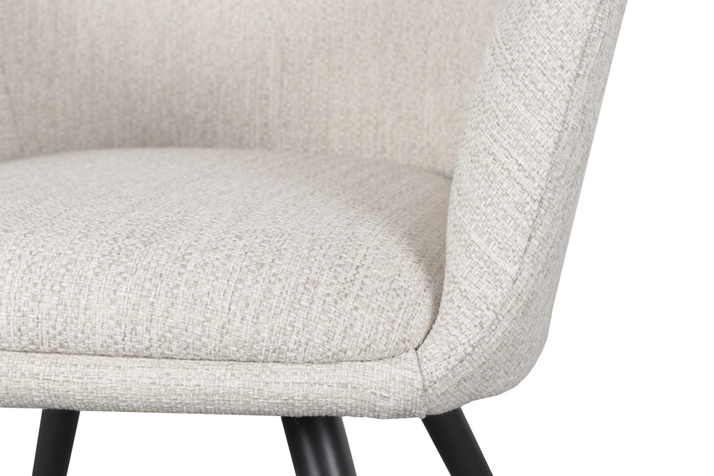 Silla de comedor Eren aluminio antracita textil beige.