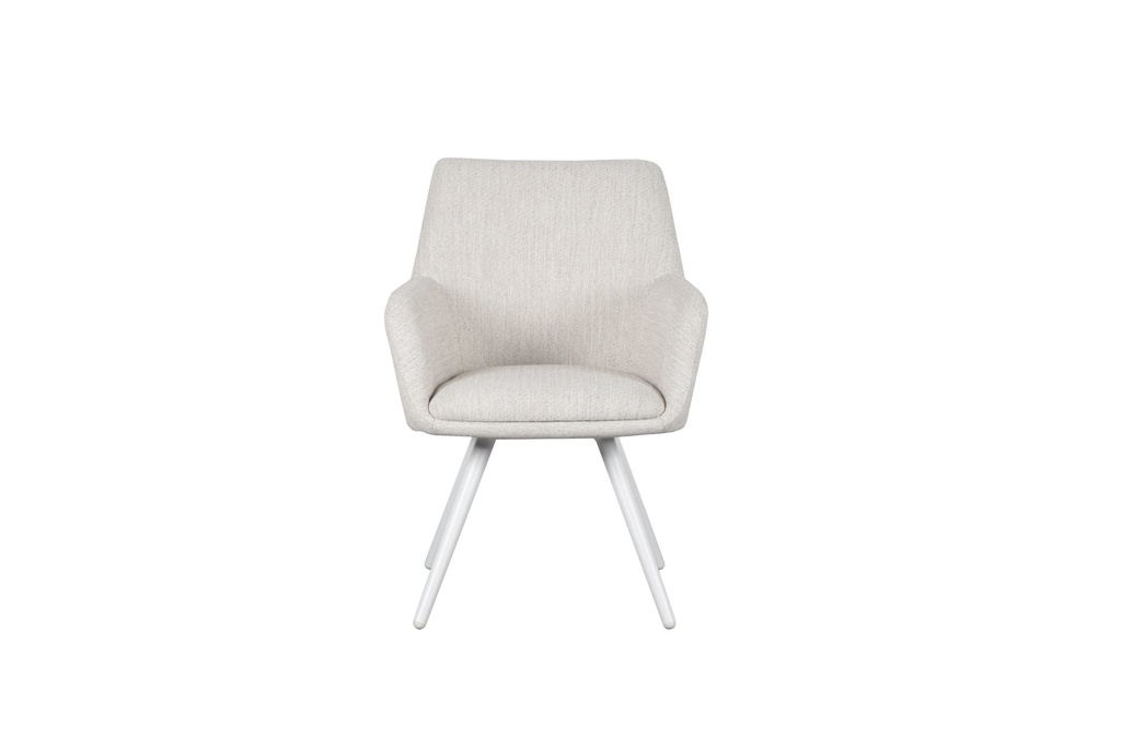 Silla de comedor Eren aluminio blanco textil beige.